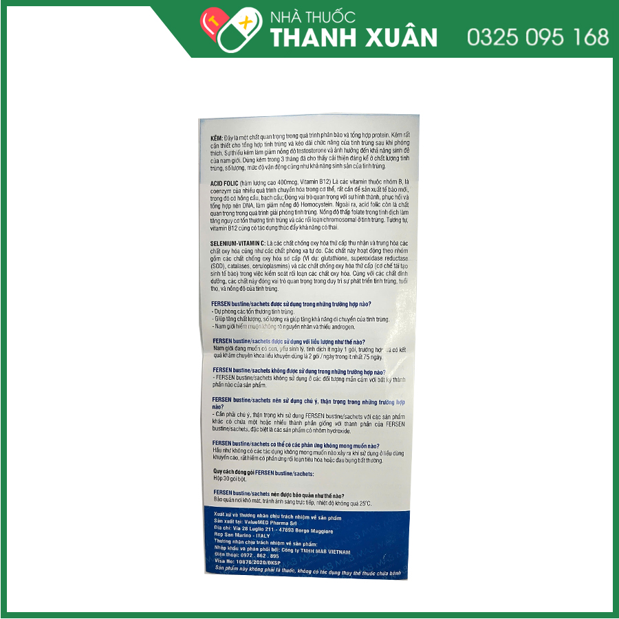 Fersen giúp bảo vệ, cải thiện tinh trùng, hỗ trợ nam giới hiếm muộn và thiếu androgen